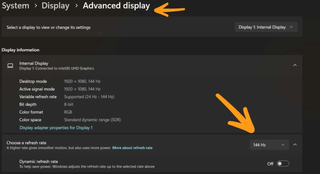 Adjusting display refresh rate on a PC