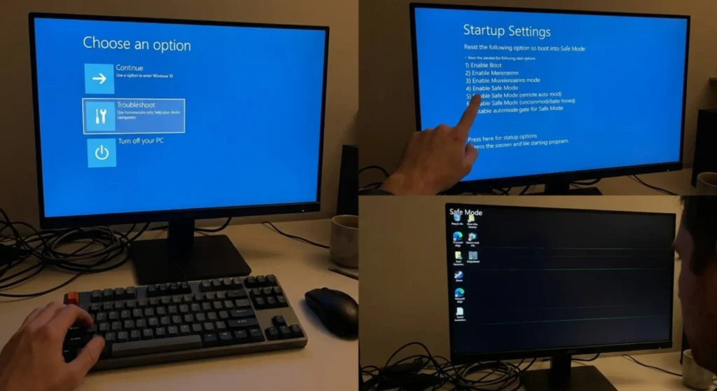 Safe mode display test settings in a one splitted image